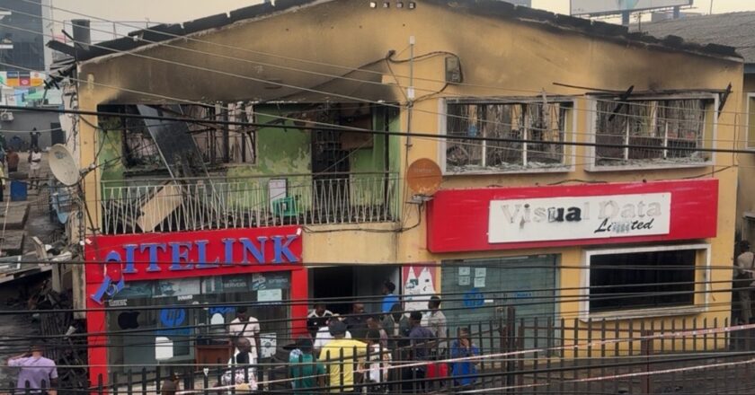 Fire razes computer village building, destroys goods worth millions in Lagos