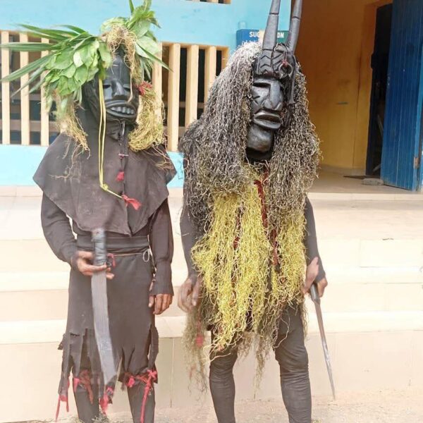 DRAMA : Police arrest two masquerades for breach of public peace in Akwa Ibom