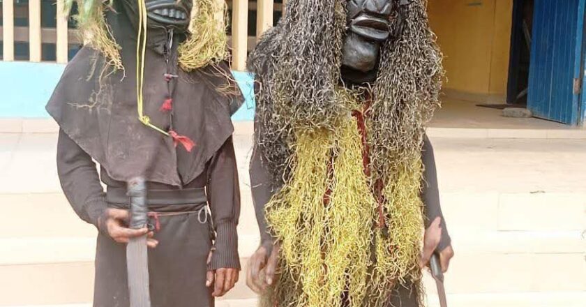 DRAMA : Police arrest two masquerades for breach of public peace in Akwa Ibom