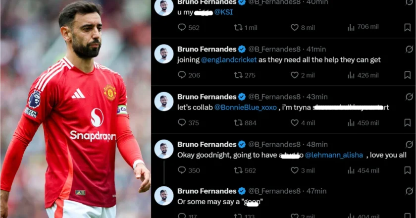 “Bruno Fernandes, Manchester United captain, slammed on X after FA Cup exit.”