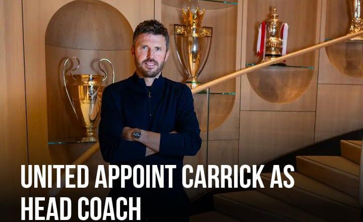 Man United name Michael Carrick head coach until end of season
