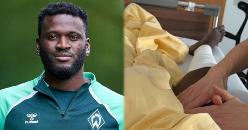 Super Eagles striker Boniface begins rehabilitation after knee surgery {VIDEO}