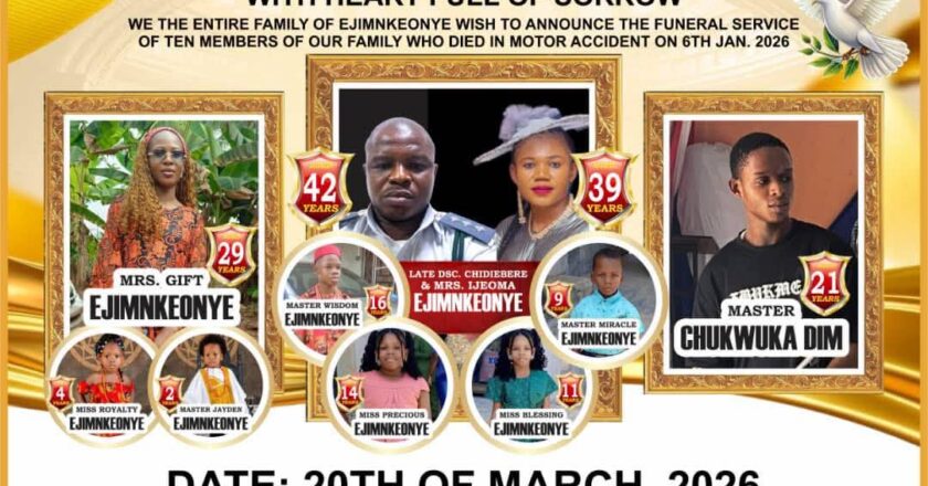 Funeral service of ten family members who d!ed in motor accident set to be held in Imo State
