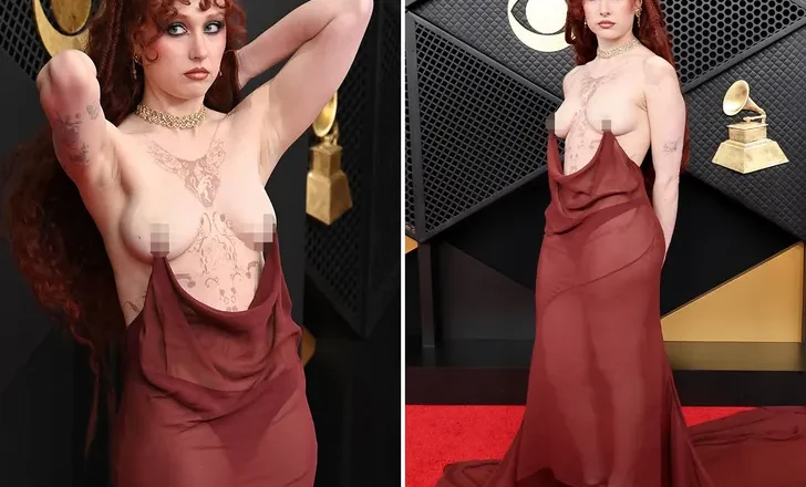 Singer Chappell Roan goes t0pless on Grammy red carpet