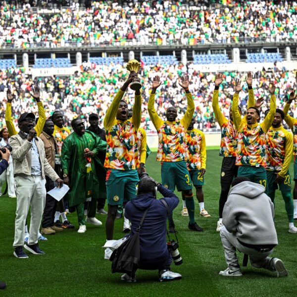 Senegal parade AFCON trophy at Stade De France despite being ordered to return it by CAF