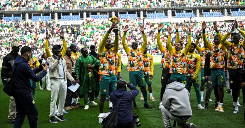 Senegal parade AFCON trophy at Stade De France despite being ordered to return it by CAF