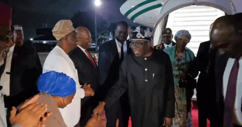 Update: Tinubu now in Lagos after state visit to UK