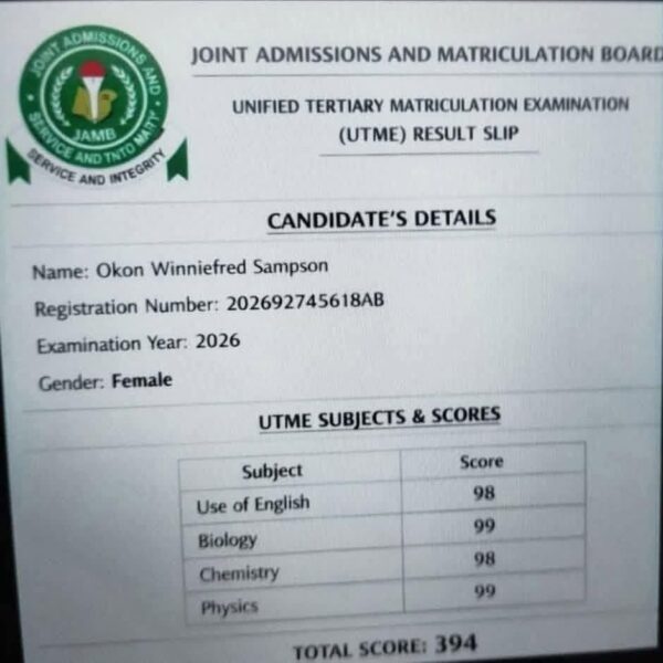 Reaction as JAMB dismisses viral 394 UTME result of C’River candidate as fake