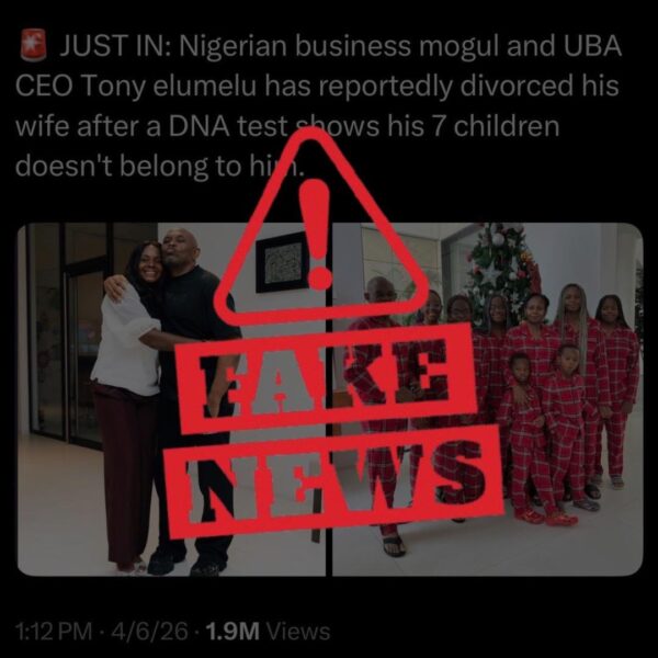 UBA Debunks “False, Malicious” Divorce Rumours Regarding Chairman, Tony Elumelu