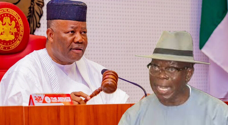 Adams Oshiomhole has claimed that Godswill Akpabio emerged as Senate President “by error.”