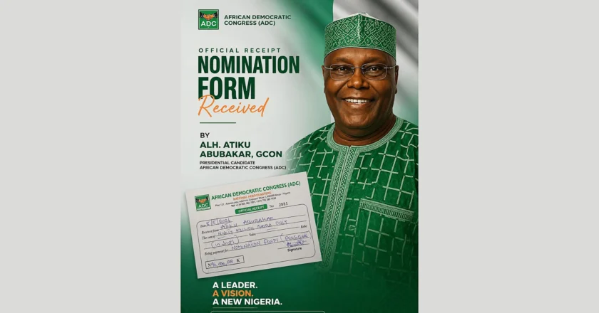 Atiku Receives ADC Presidential Nomination Form Payment Receipt