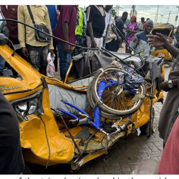 Many injured as car crashes into commercial tricycles in Lagos