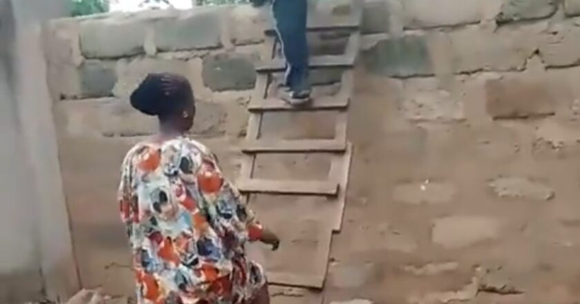 Lady cries out after neighbour allegedly blocks access road to family house in Edo {VIDEO}