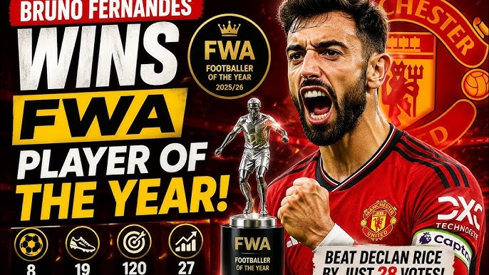 Manchester United captain Bruno Fernandes wins FWA Footballer of the Year