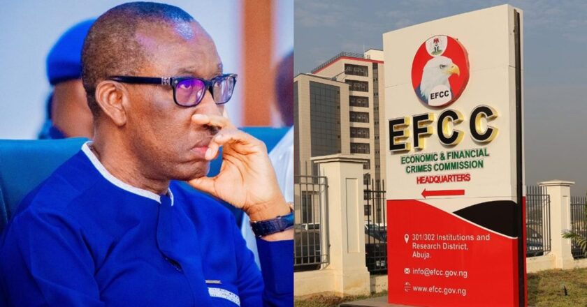 Okowa Appears At EFCC Office Over Alleged ₦1.3 Trillion Fraud Investigation