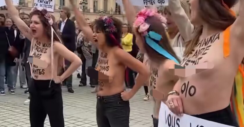 Women in Paris strip to protest after murd£r of 11-year-old girl {VIDEO}