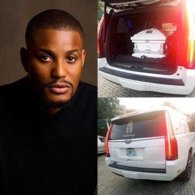 Actor IK Ogbonna leads mourners as Alex Ekubo’s body arrives his hometown Arochukwu ahead of his funeral (videos)