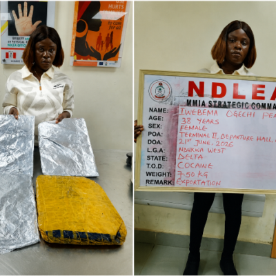NDLEA nabs China-bound businesswoman with 7.5kg Cocaine, seizes ₦12.3bn Cannabis
