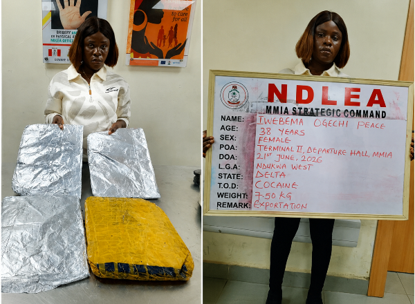 NDLEA nabs China-bound businesswoman with 7.5kg Cocaine, seizes ₦12.3bn Cannabis