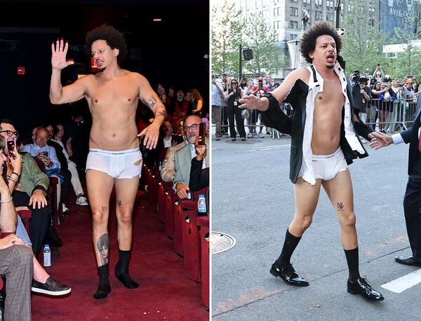 Actor Eric André appears in underwear during ‘Little Brother’ movie premiere.