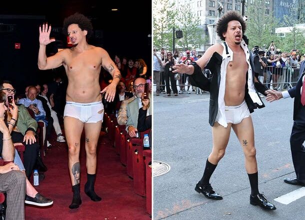 Actor Eric André appears in underwear during ‘Little Brother’ movie premiere.