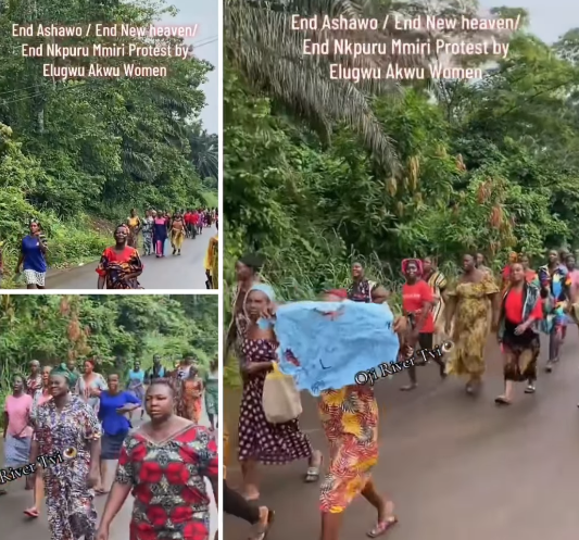 Enugu women stage protest against s£x workers, accuse them of taking over their husbands and sons