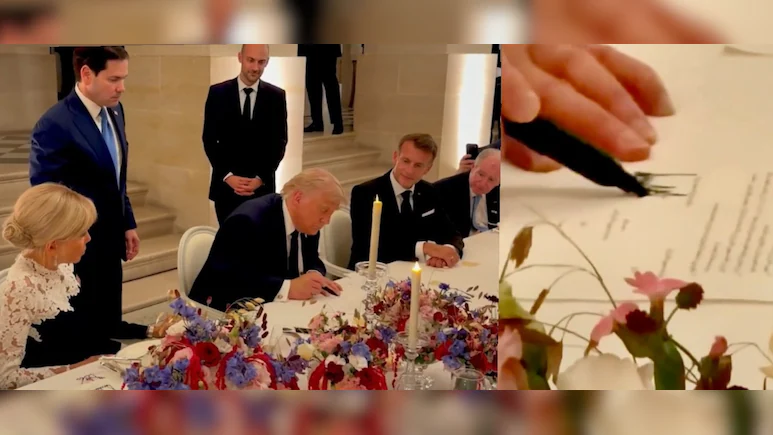 President Trump signs US-Iran agreement at Palace of Versailles to end the war {VIDEO}
