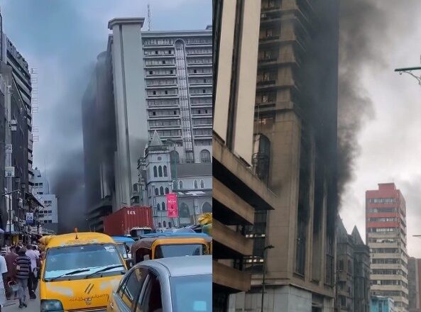 BREAKING : Fire outbreak at a popular bank on Lagos Island