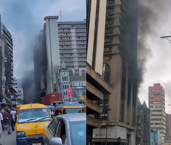 BREAKING : Fire outbreak at a popular bank on Lagos Island
