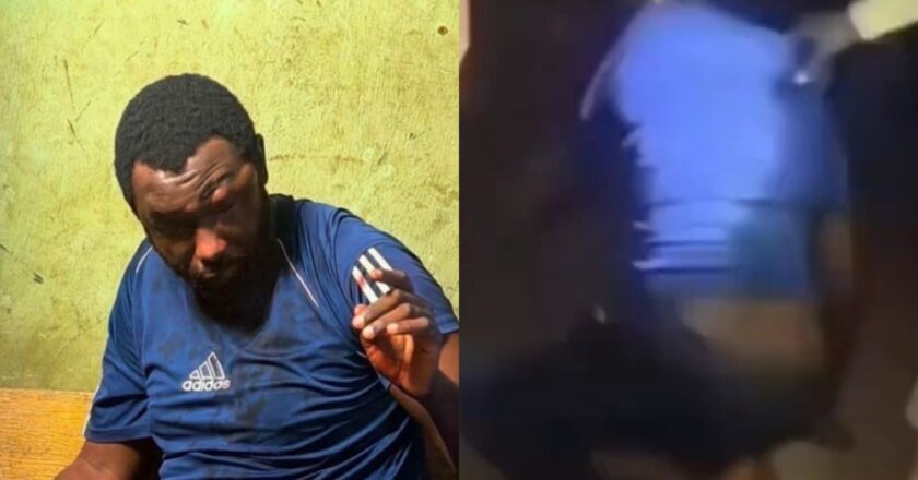 Lecturer cr!es for mercy as he’s flogged by husband of married female student who alleged that he harrassed her for s£x (video)