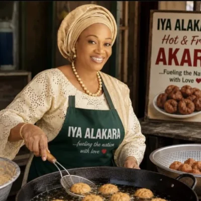 Reaction as Tinubu media centre posts AI image of Remi Tinubu selling akara
