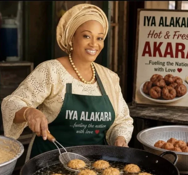 Reaction as Tinubu media centre posts AI image of Remi Tinubu selling akara