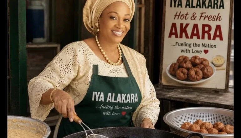 Reaction as Tinubu media centre posts AI image of Remi Tinubu selling akara