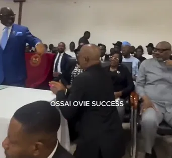 Delta Commissioner Breaks Down in Tears as Oborevwori Stops Him From Kneeling at Swearing-In