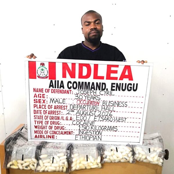 Italy-Based Businessman Arrested at Enugu Airport Over Alleged Cocaine Trafficking